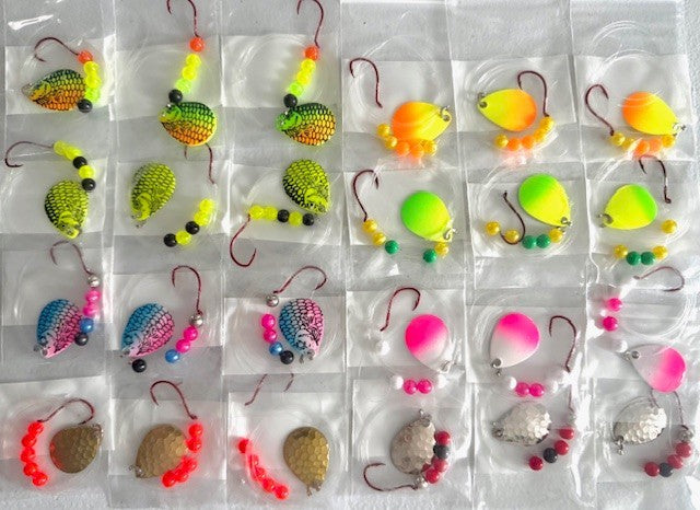 Walleye Crawler Harness Set - 24 Pack with Size 3 Colorado Blades and Hooks