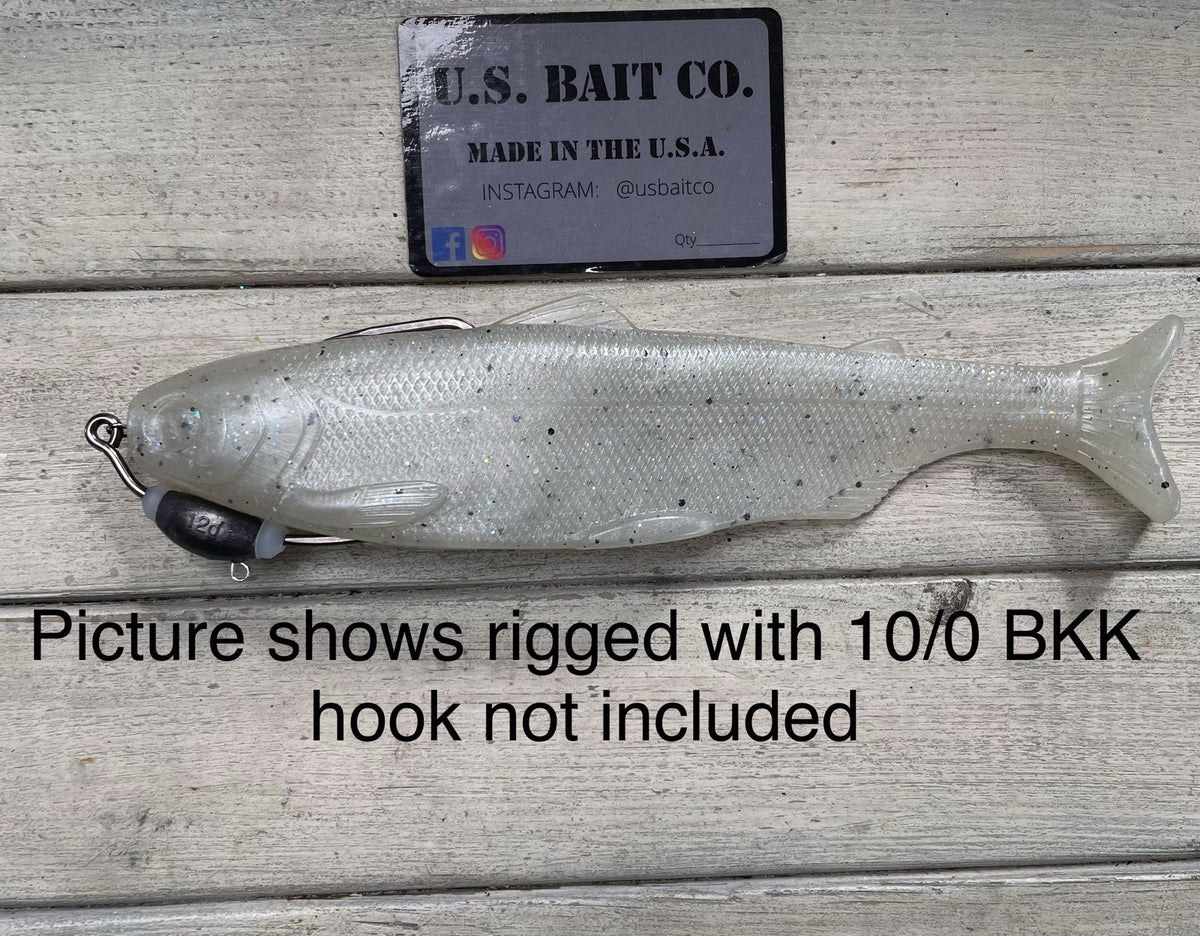 8-Inch Wedge Tail Soft Plastic Fish Bait - Green Gizzard Shad