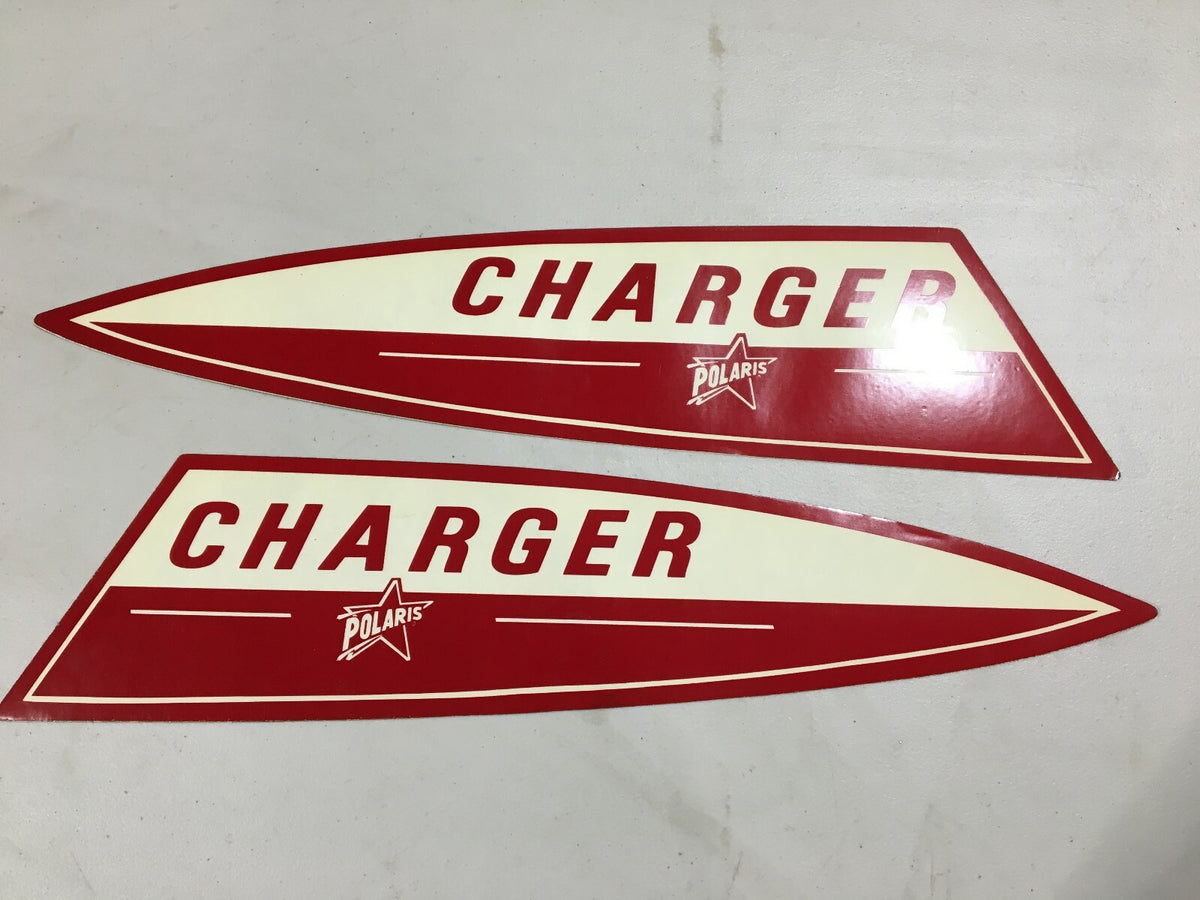 NOS Polaris Snowmobile Charger Hood Decal Stripes Vintage 69 Model Pair
