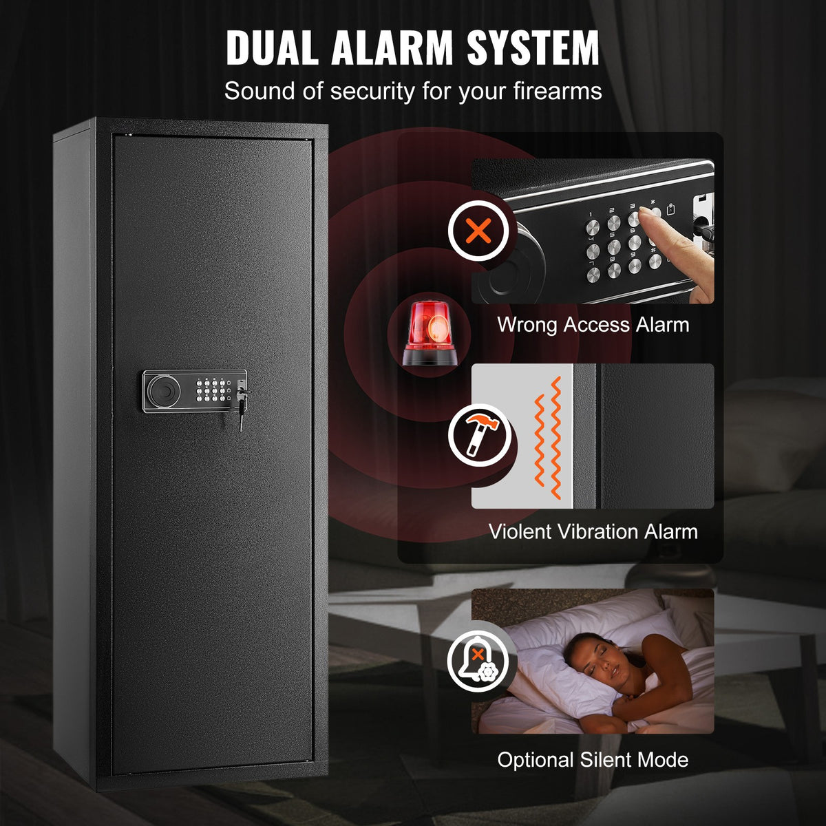 Secure Rifle Storage Cabinet with Digital Lock for 6-8 Firearms