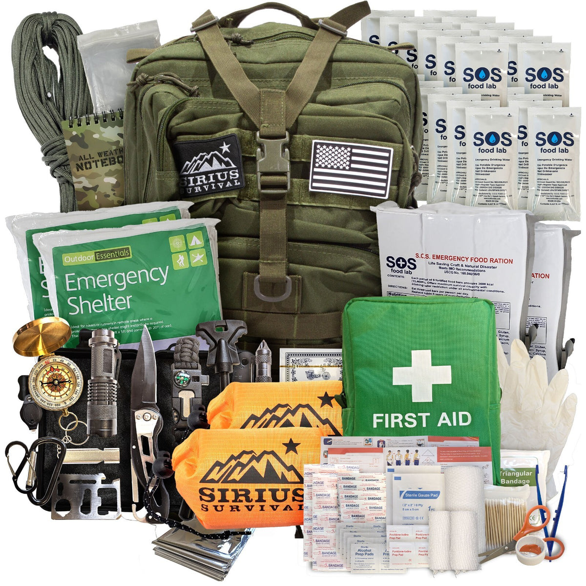 Emergency Survival Bug Out Bag Kit for 1-2 People with Backpack
