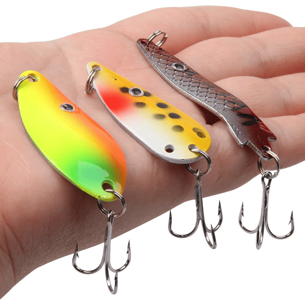 30pcs Metal Fishing Spoon Lures Cast Baits for Trout & Trolling