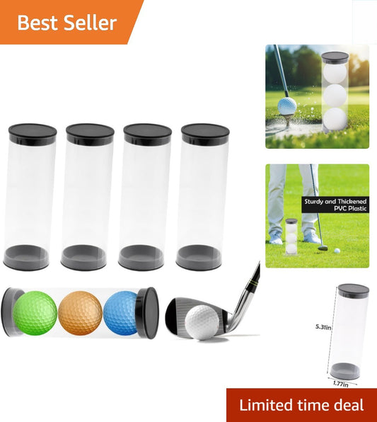 5 Pack Golf Ball Storage Cases - Clear PVC Tubes with Caps for Golf & Travel