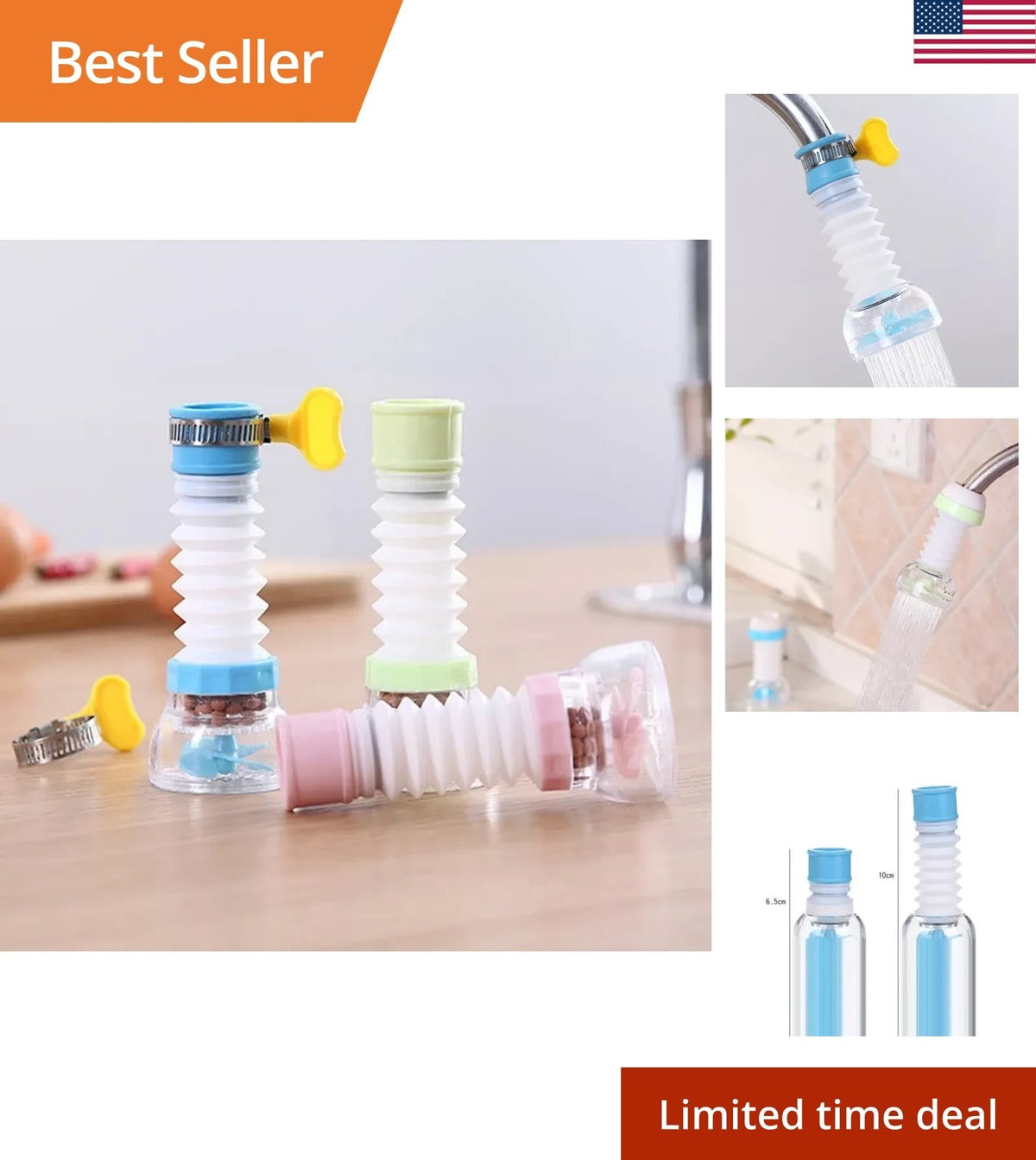 Faucet Filter Nozzle Sprayer with 360 Degree Rotation Water Saving Tap Purifier Extender
