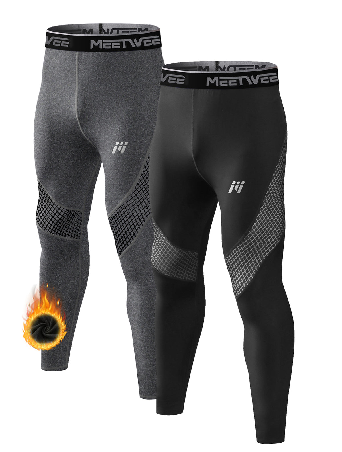 Men's Thermal Base Layer Long Johns Compression Leggings 2 Pack