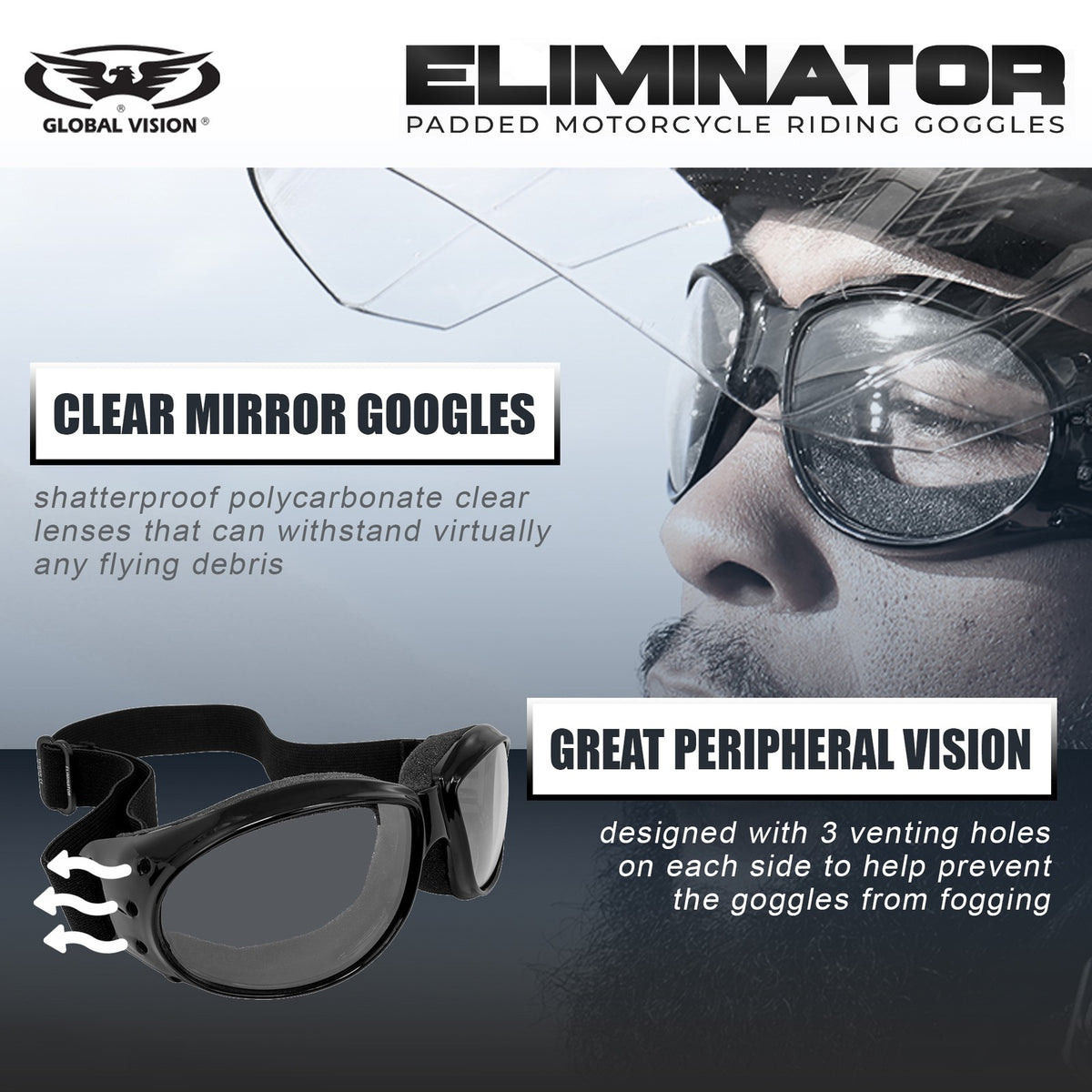 Global Vision Eliminator Goggles 2-Pack with Mirror & Dark Lens UV Protection