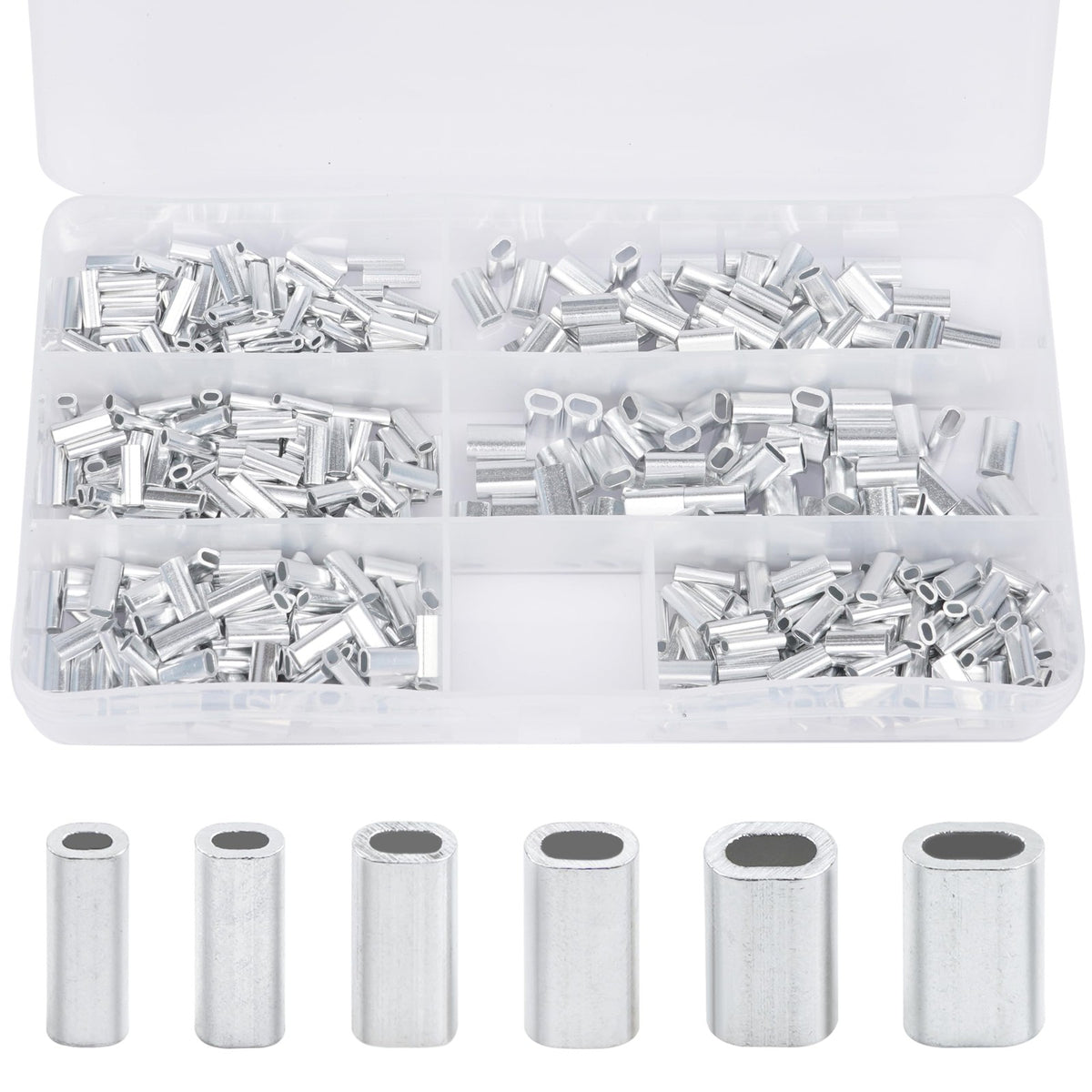 Aluminum Crimp Sleeves Kit for Fishing Tackle - 500pcs Oval Single Barrel