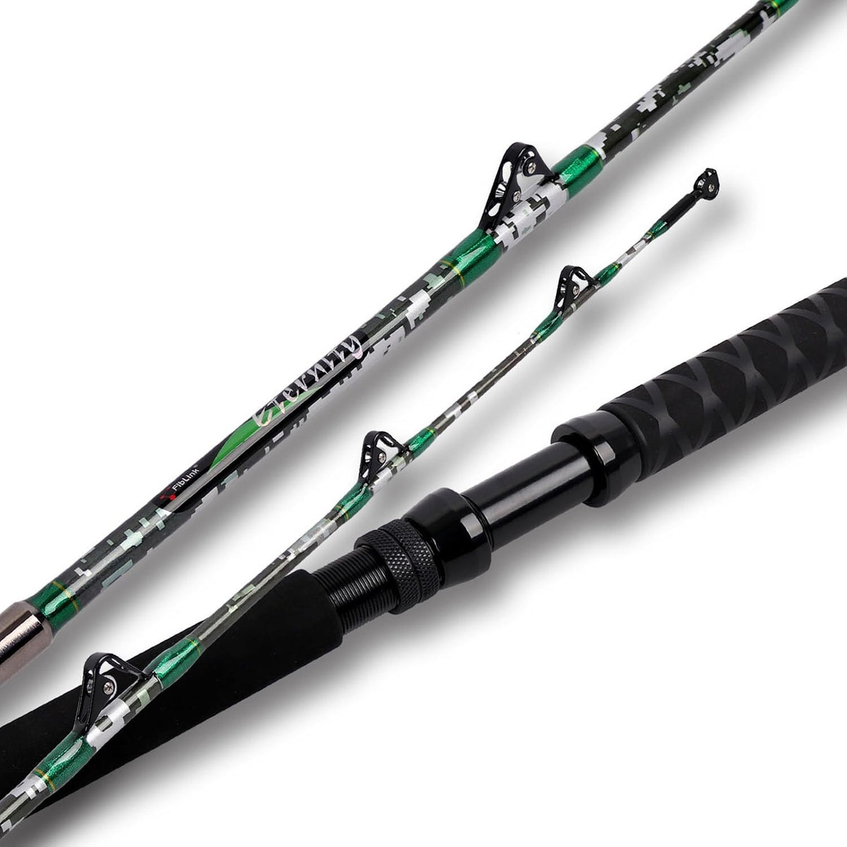 Saltwater Trolling Fishing Rod 2-Piece Big Game Rod 7ft Heavy Power Fiberglass