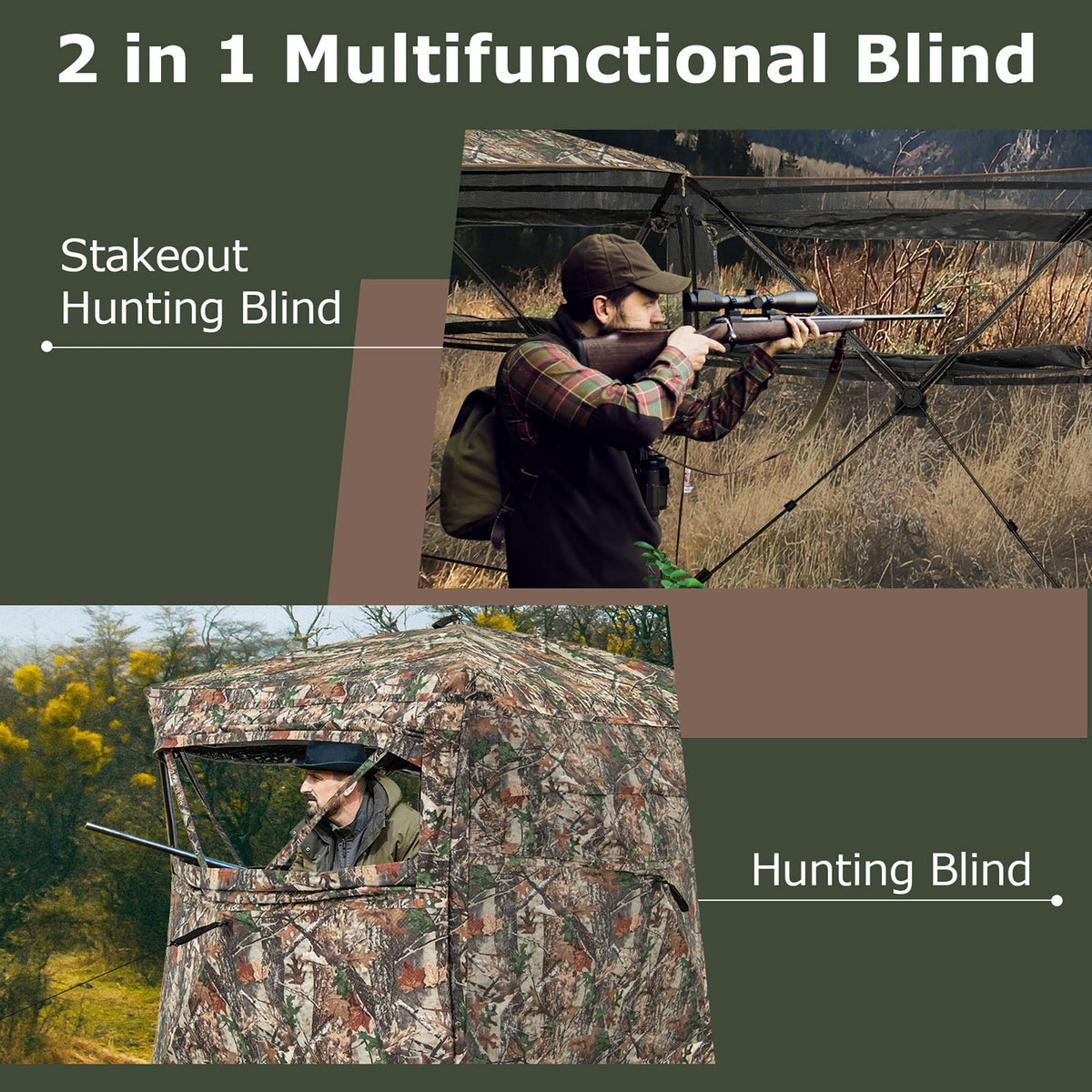 Portable 360° See-Through Hunting Blind with Full-Open Side Door