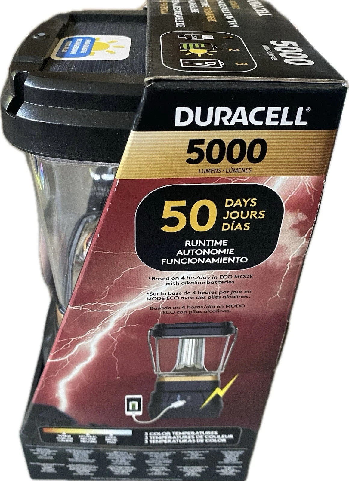 Rechargeable LED Lantern 5000 Lumens Solar USB-C D Battery Powered