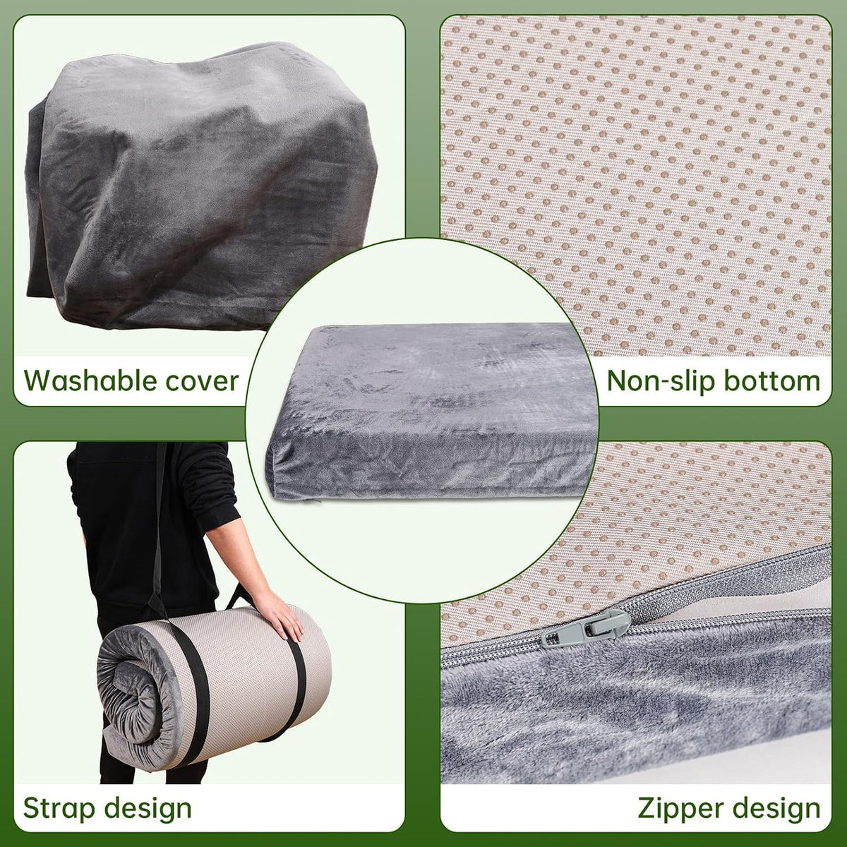 Memory Foam Camping Mattress Pad - 3 Inch Thick Waterproof Sleeping Mat for Adults