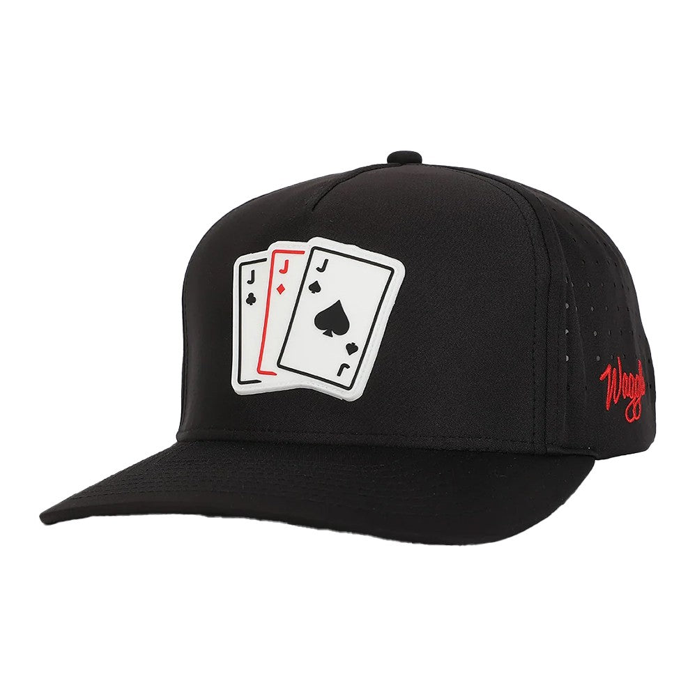 Waggle 3-Jack Snapback Hat Cap - Black, Adjustable 5-Panel Baseball Style