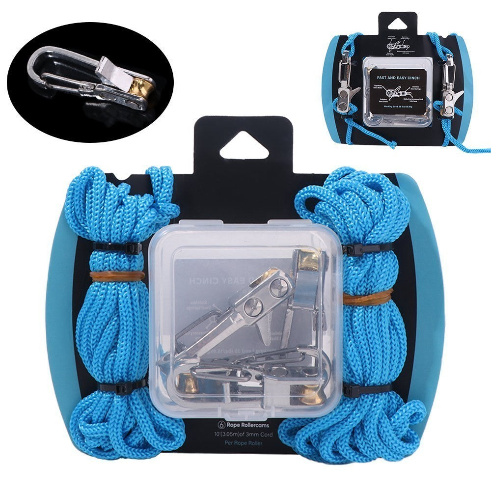 Rope Rollers 6 Pack with Paracord Tensioner & Locking Buckle - Cord & Rope Tighteners