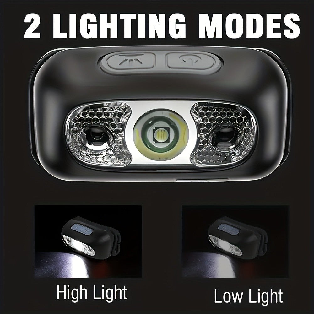Rechargeable LED Headlamp with Wave Sensor Waterproof Outdoor Head Light