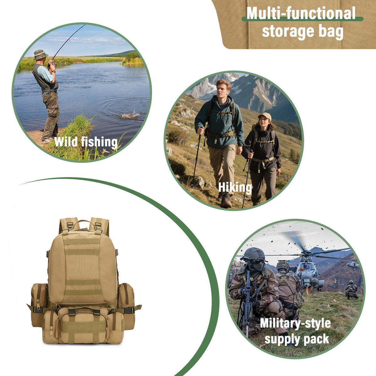 75L Waterproof Military Tactical Backpack for Camping Hiking Men