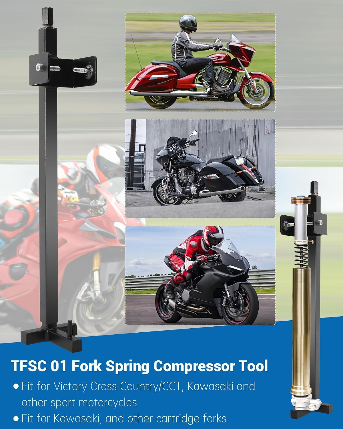 Fork Spring Compressor Tool for Motorcycle Suspension Repair - Carbon Alloy Steel