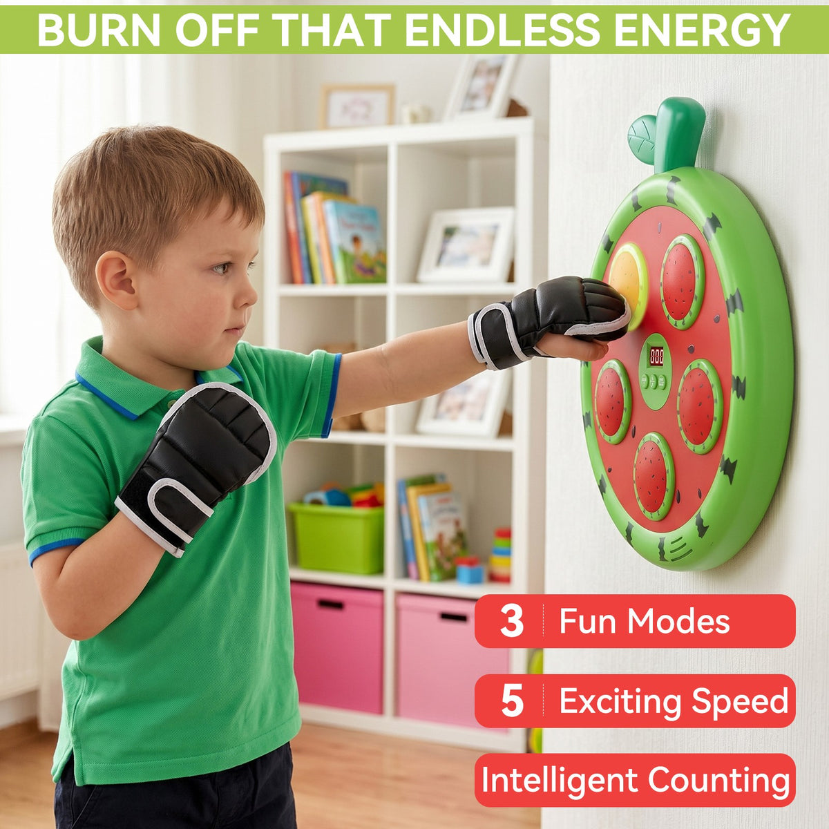 Kids Smart Boxing Machine with Bluetooth Music Wall Mount - Watermelon Shape
