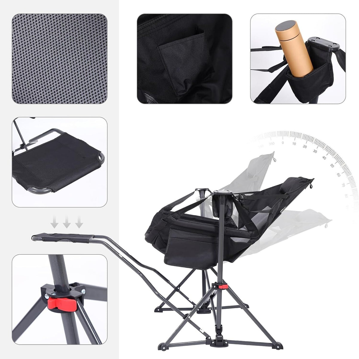 Hammock Camping Chair with Footrest, Rocker Swing Chair, Portable Outdoor Seat
