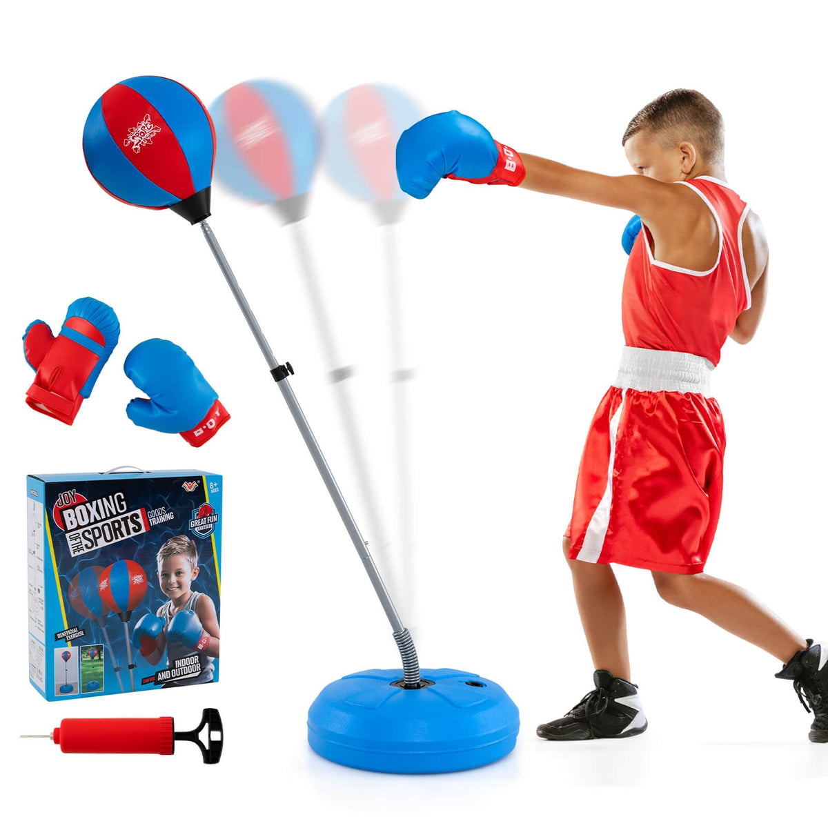 Adjustable Standing Punching Bag with Gloves for Boxing & Fitness