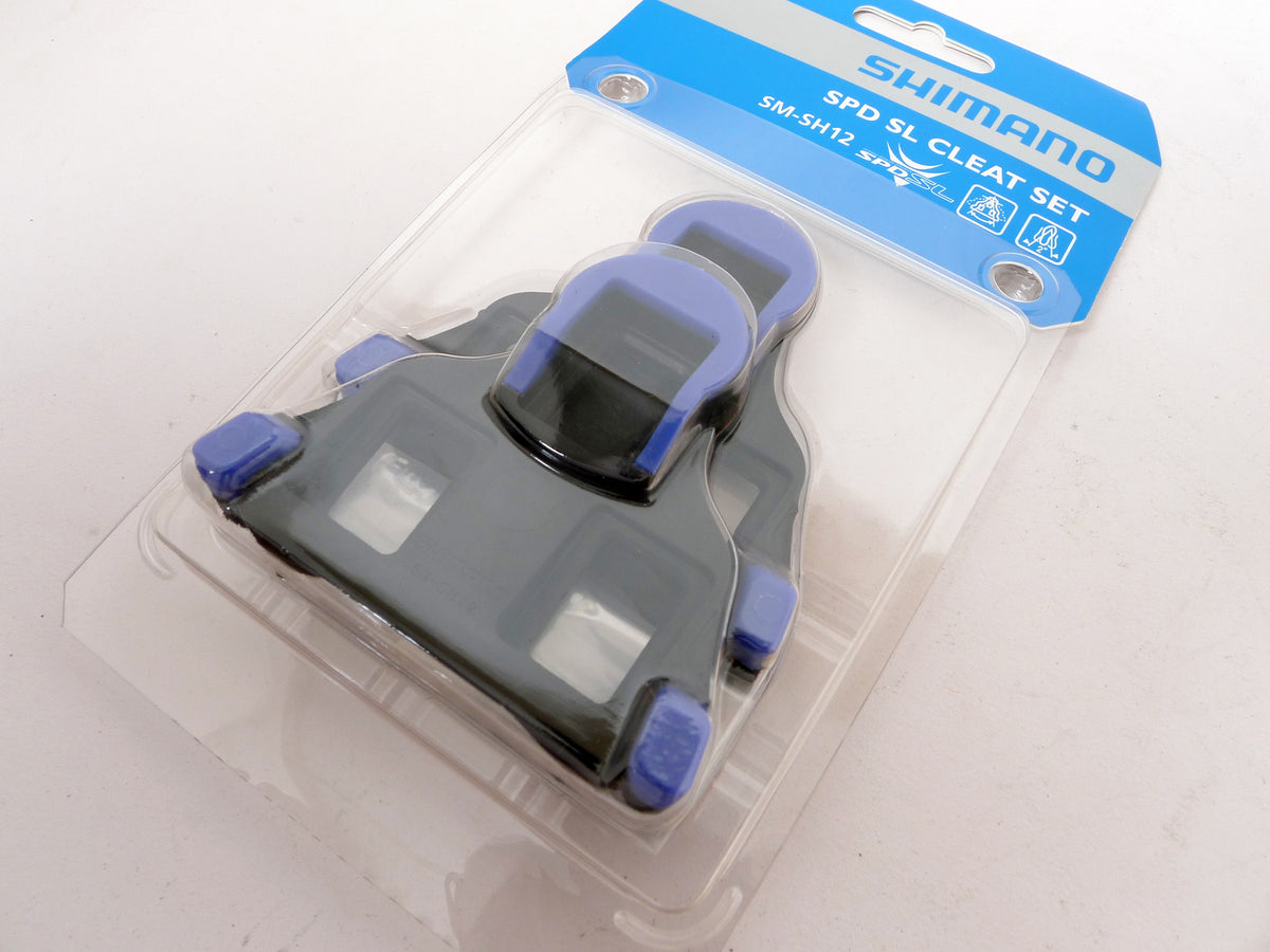 Road Bike Pedals and Cleats Set - Shimano SPD-SL 2° Float Blue & Black