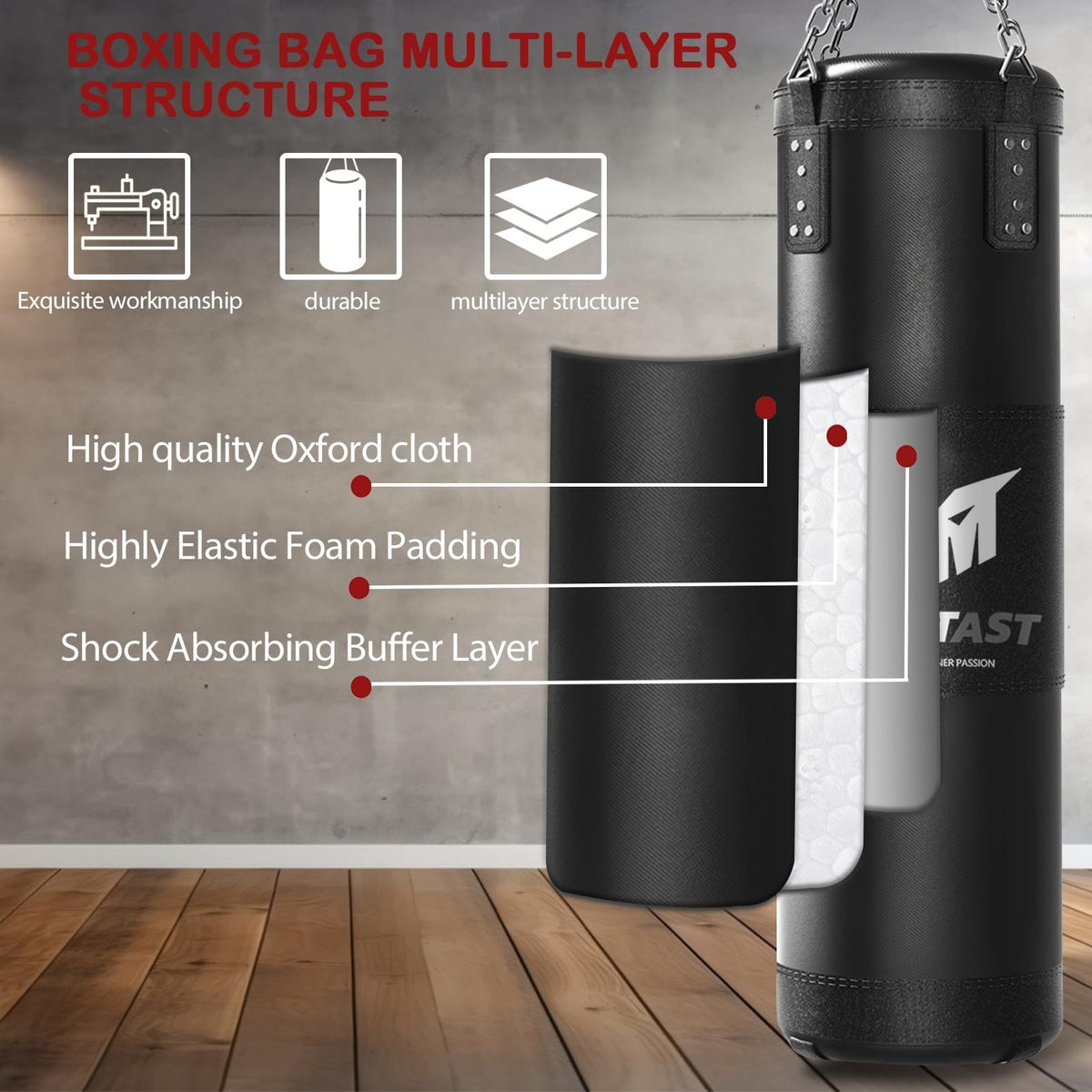 Heavy Punching Bag Set with 12 OZ Gloves for Boxing MMA Karate Training