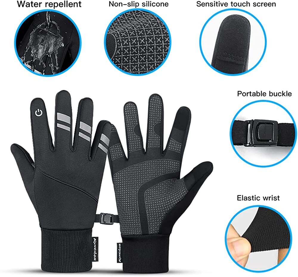 Winter Cycling Gloves Waterproof Touchscreen Thermal Gloves for Cold Weather