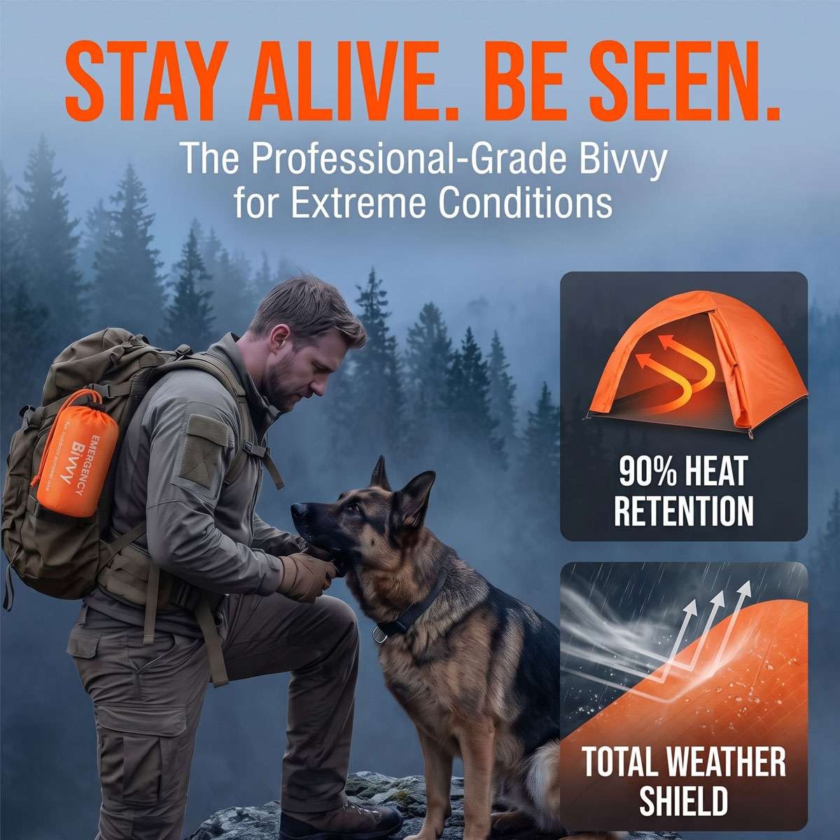 Emergency Sleeping Bag Thermal Blanket Waterproof for Outdoor Survival 36x84 in