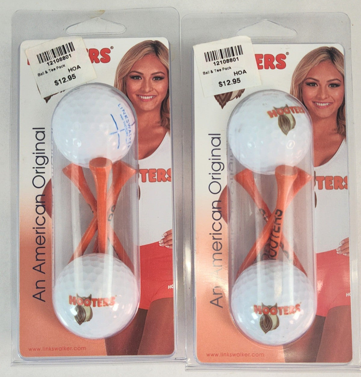 Golf Balls and Tees Set - Hooters White Golf Balls & Orange Tees Pack