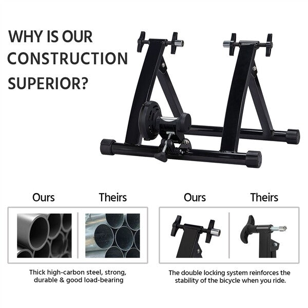 Magnetic Bike Trainer Stand for Indoor Cycling Fitness - Steel, Black