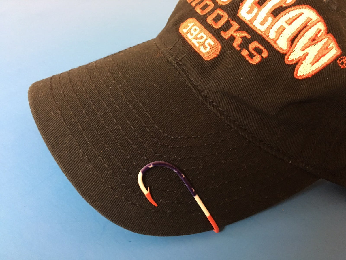 USA Flag Fish Hook Hat Pin with Embroidered Patch - Fishing Gift