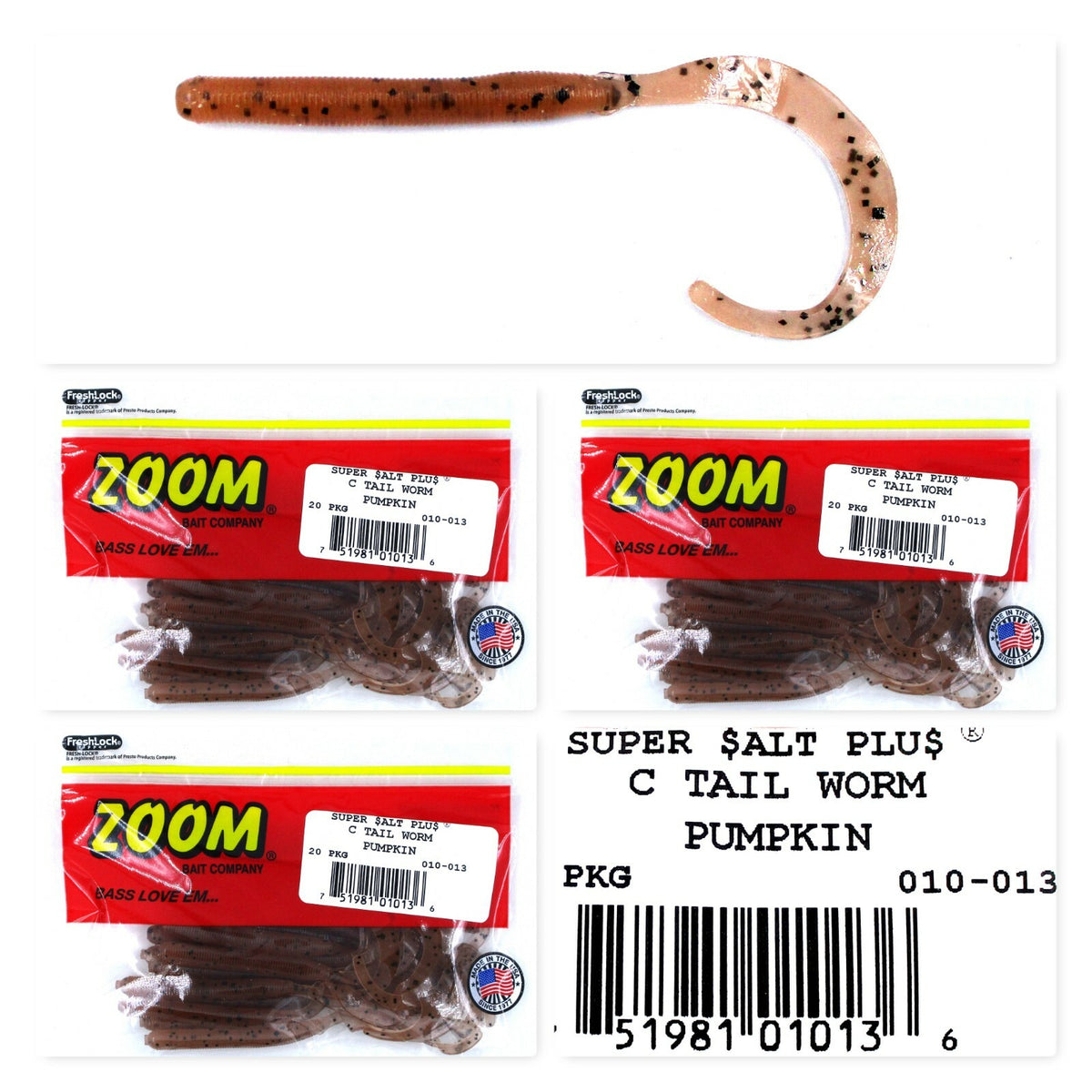 Salt Baits Pack - 4" Curly Tail Worms for Fishing Lures - Pumpkin, 20 Per Pack