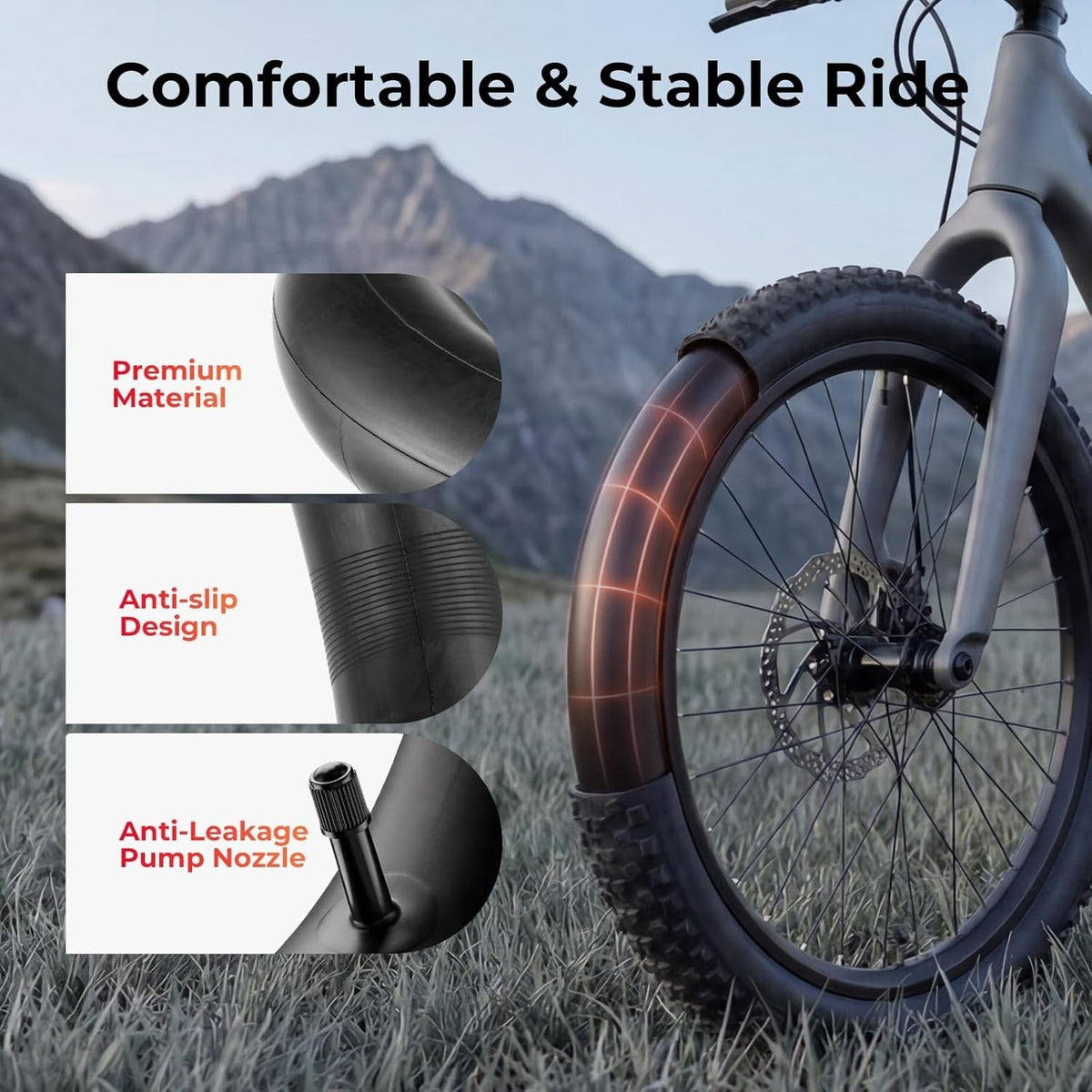 Bike Inner Tubes 20-27.5 Inch with Schrader Valve - 2 Pack, Multiple Sizes
