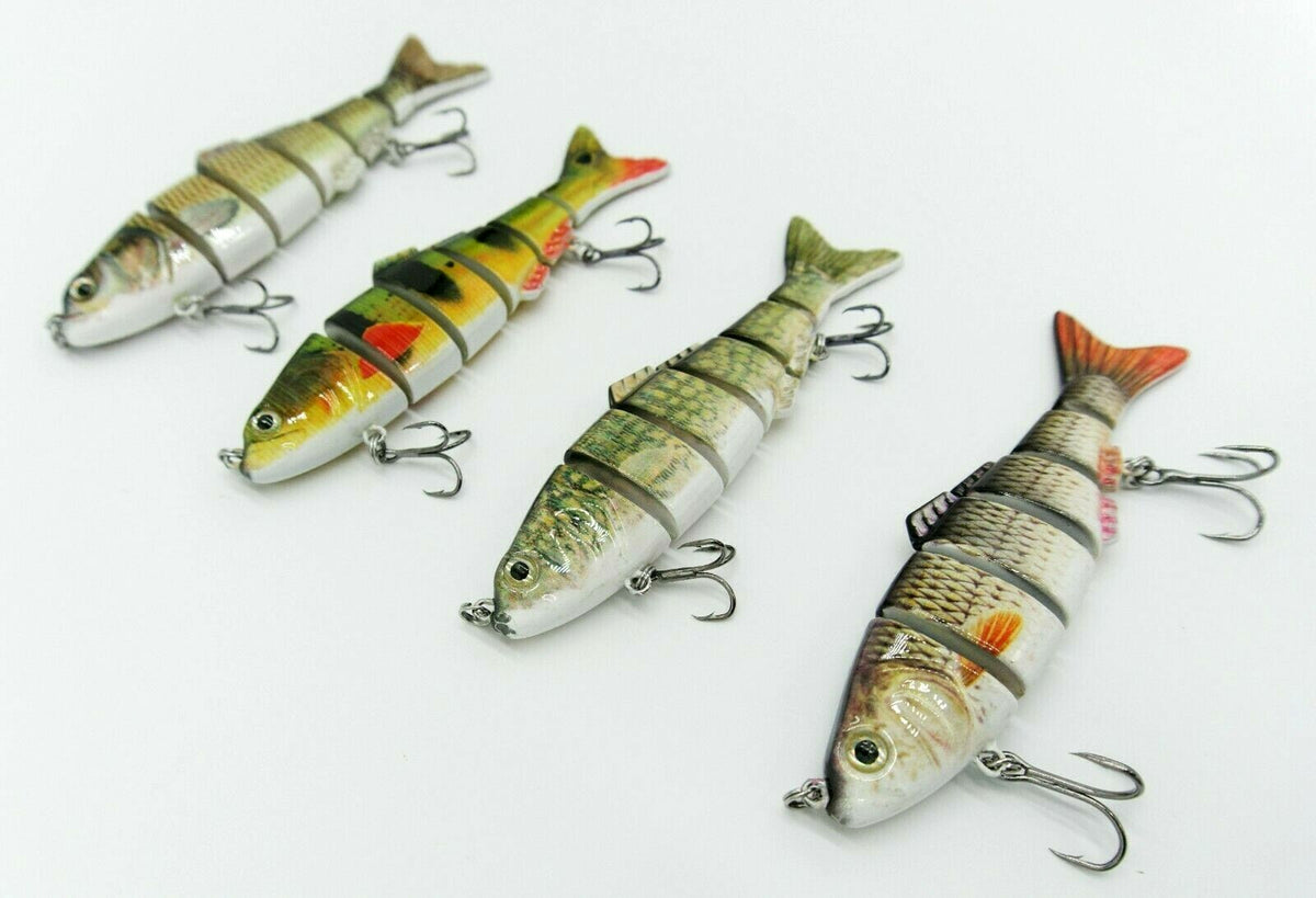Jointed Fishing Lure Set - 4 Pack Multi-Segment Swimbaits for Fresh & Saltwater
