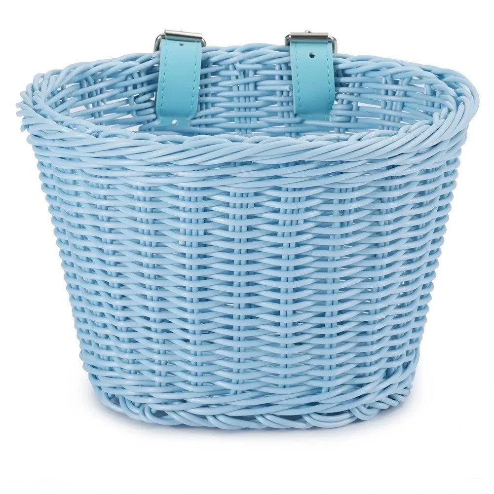 Children's Bicycle Front Handlebar Woven Basket Waterproof Storage