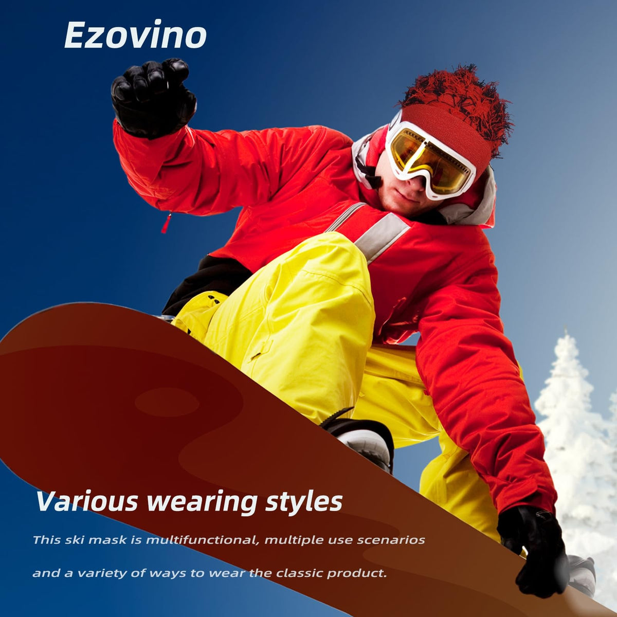 Distressed Full Face Ski Mask Balaclava for Winter Sports and Cosplay