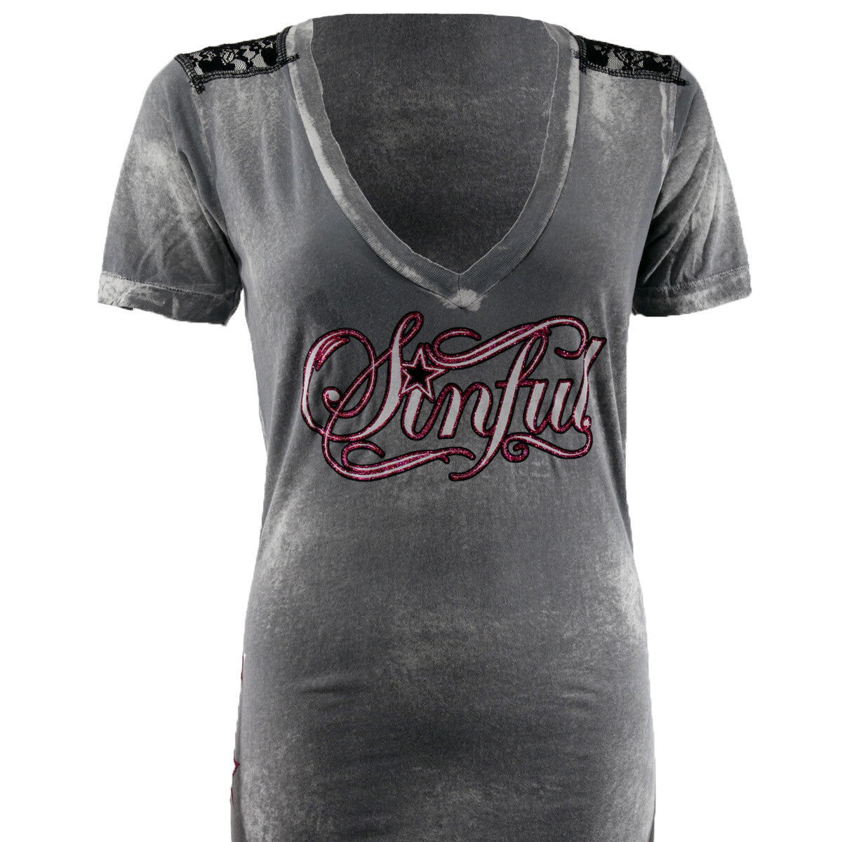 Shackle Short Sleeve V-Neck T-Shirt - Silver for Men & Women