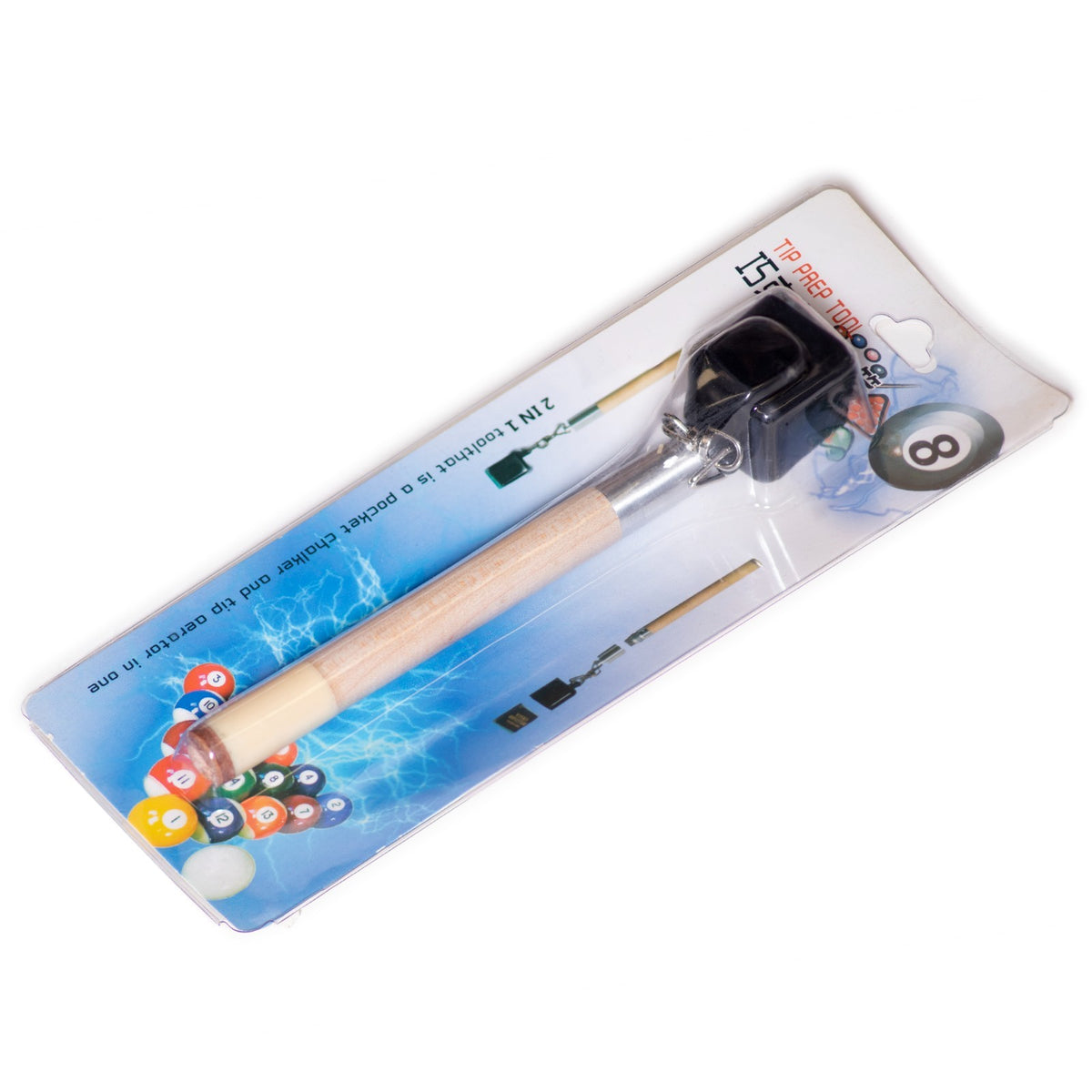 2-in-1 Pool Cue Tip Prep Tool: Pocket Chalk Holder & Tip Pricker