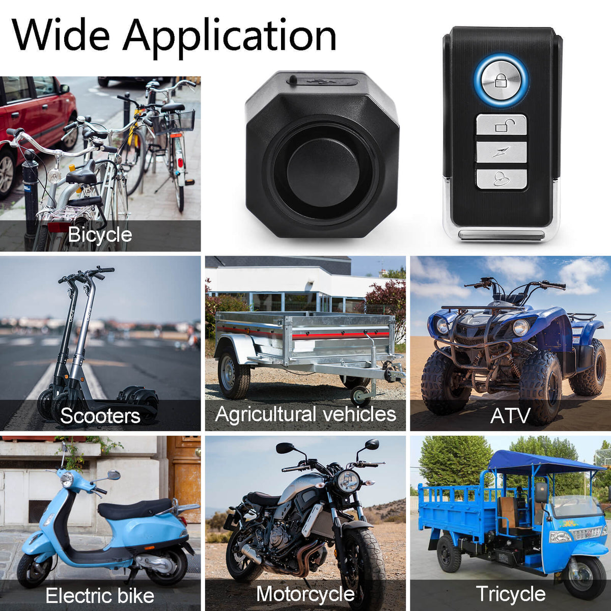 Wireless Bike Alarm System with Remote, Vibration Detection & Waterproof USB Rechargeable