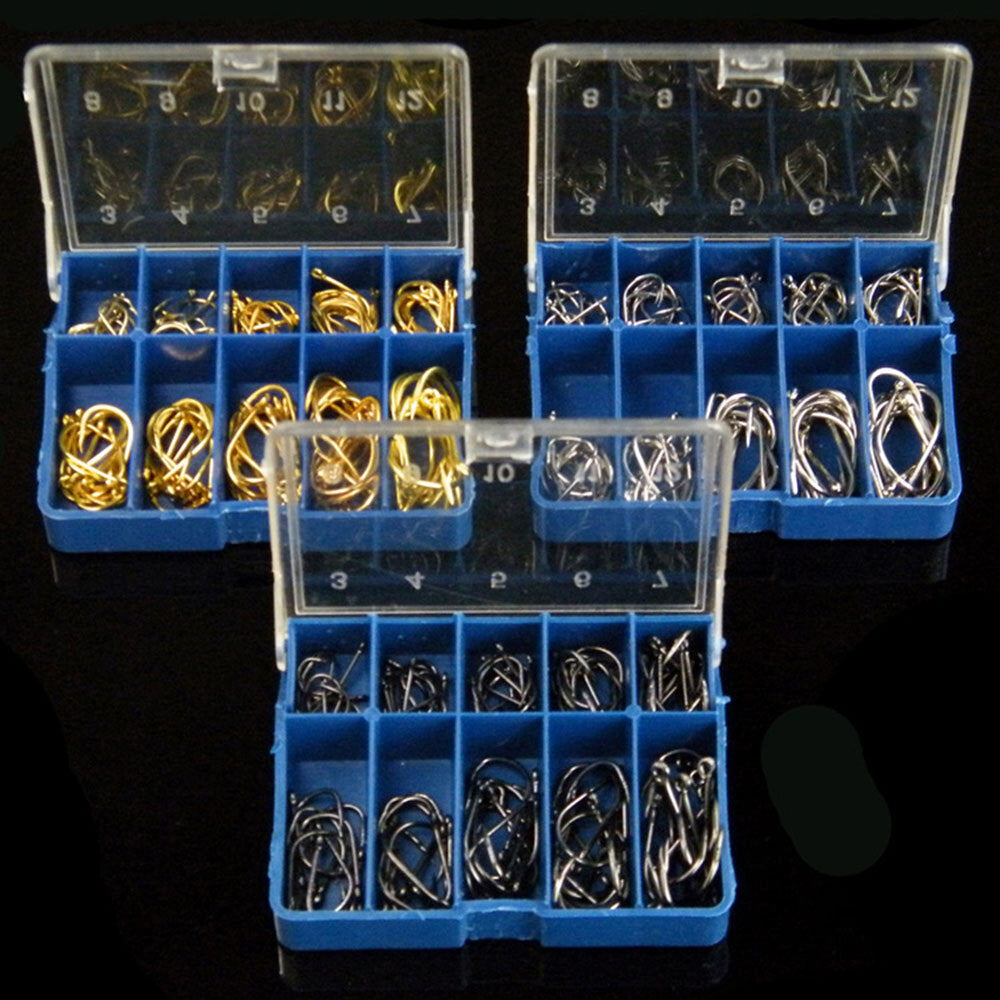 100Pcs Fishing Hooks Set, High Carbon Steel, Sharp & Durable, Multiple Sizes
