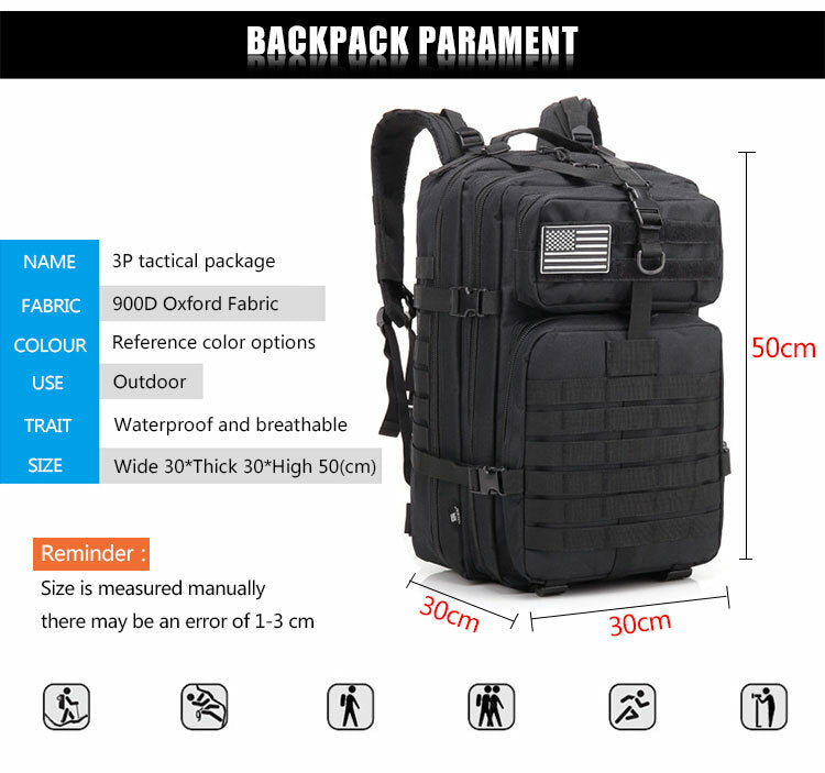 45L Tactical Military Backpack Large Rucksack for Camping Hiking Travel