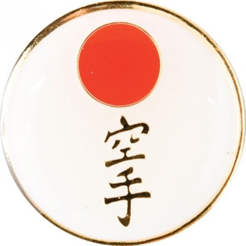 Japanese Flag with Karate Martial Arts Pin - 4 Inch Lapel Badge
