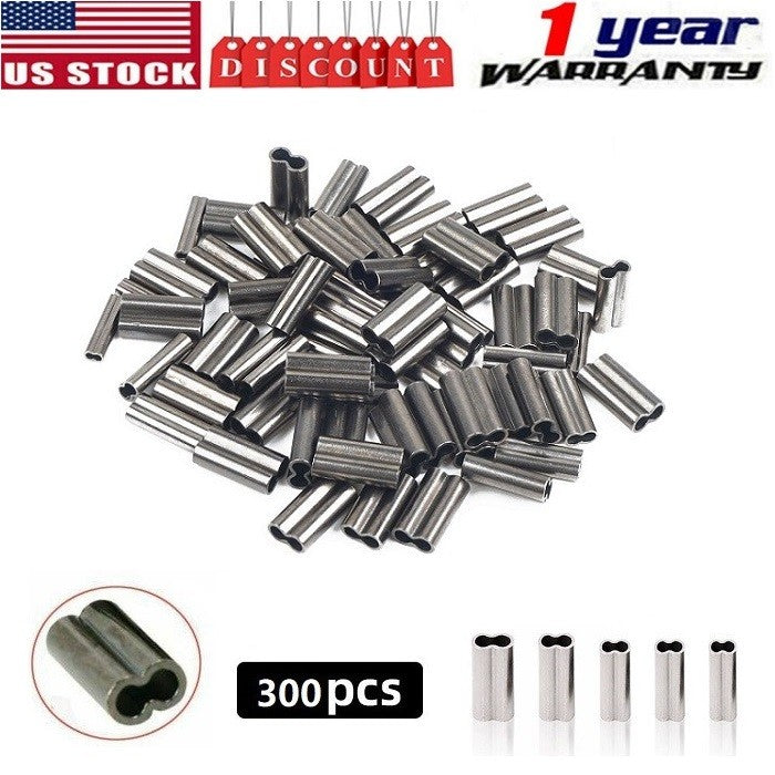 Copper Double Barrel Fishing Crimp Sleeves for Line Connectors, Brass Tackle Kit