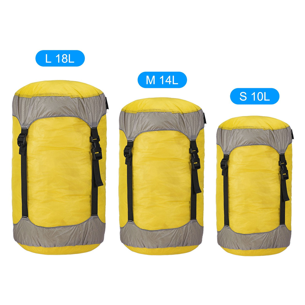 18L Waterproof Compression Stuff Sack for Camping and Outdoor Gear - Yellow