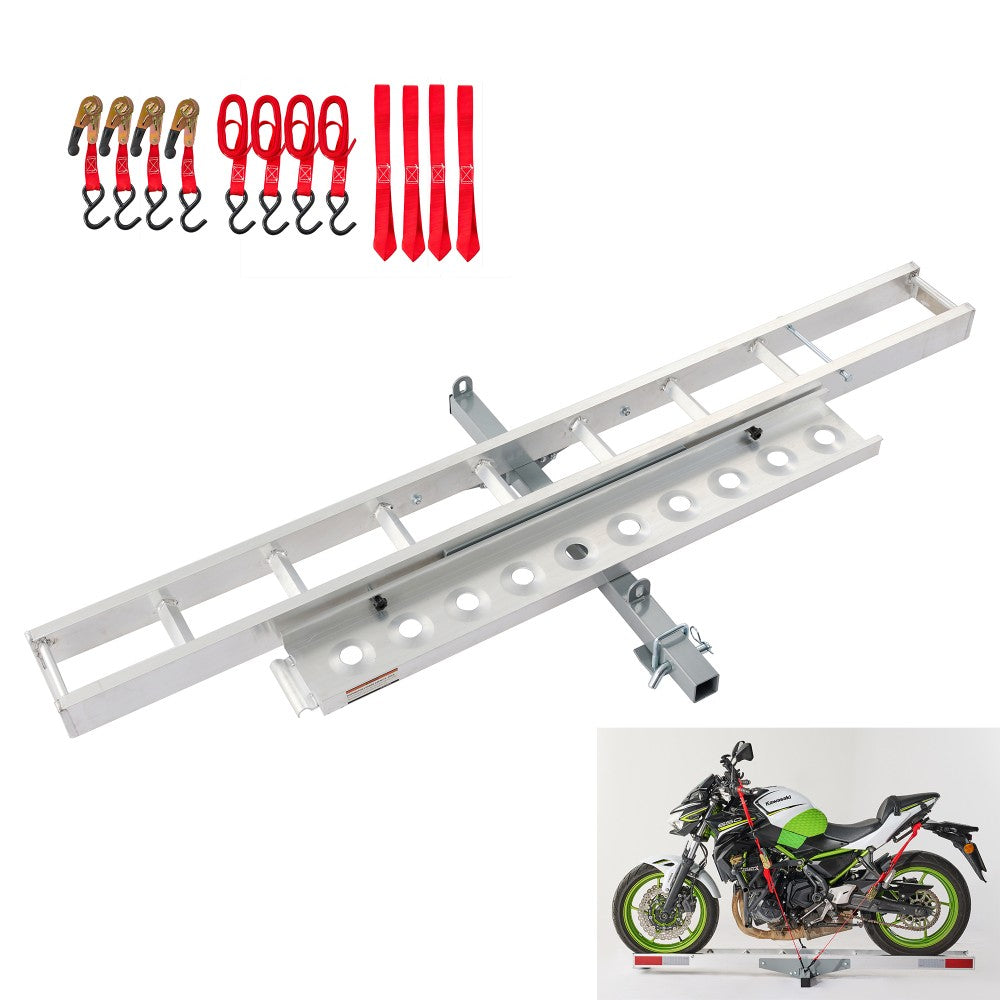 Aluminum Motorcycle Hitch Mount Carrier with Ramp 400lb Load Capacity