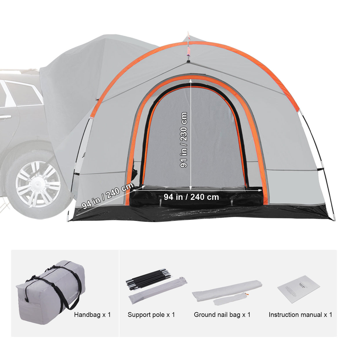 SUV Camping Tent Waterproof 8' x 8' for Jeep Wrangler Pick-up