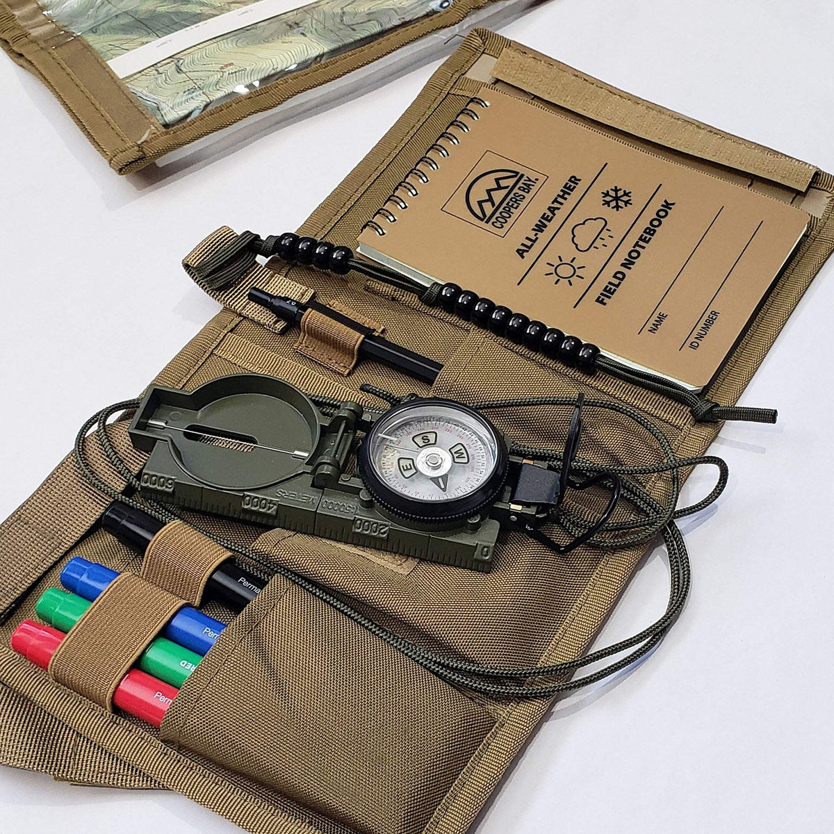 Multi-Tool Navigation Kit with Compass, Map Protractor & Pouch