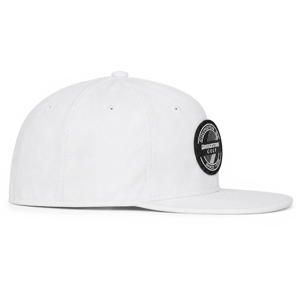Lightweight Adjustable Snapback Hat - White, 6 Panel Bridgestone Crusher Cap