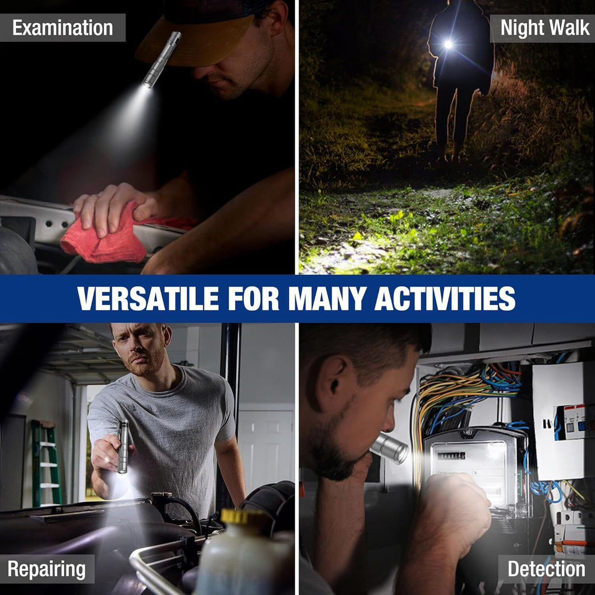 Rechargeable Mini LED Flashlight - Compact EDC Pen Light with 4 Modes, IPX4 Water Resistance