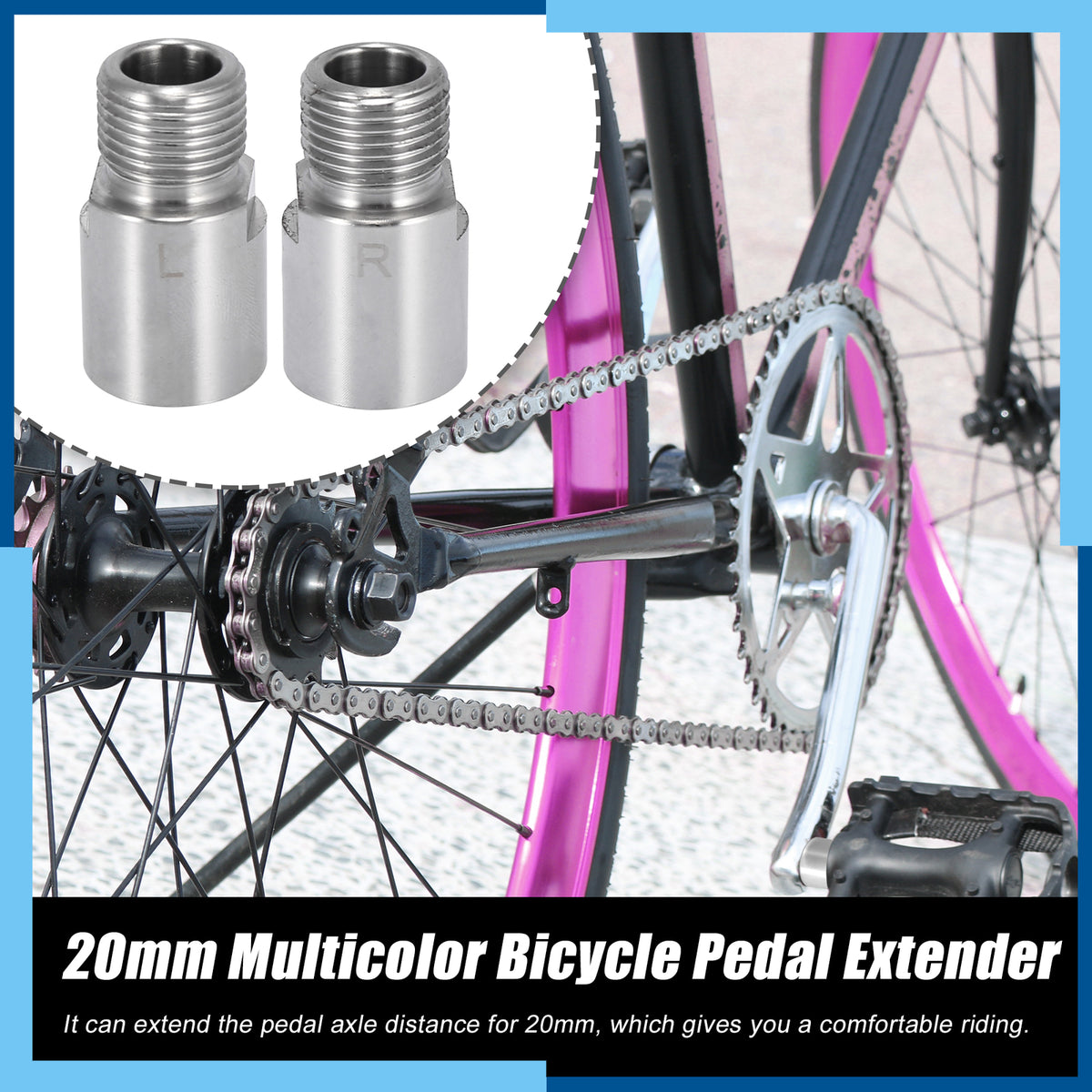 Universal Bicycle Pedal Extender Set - 20mm Spacer for 9/16" Pedals