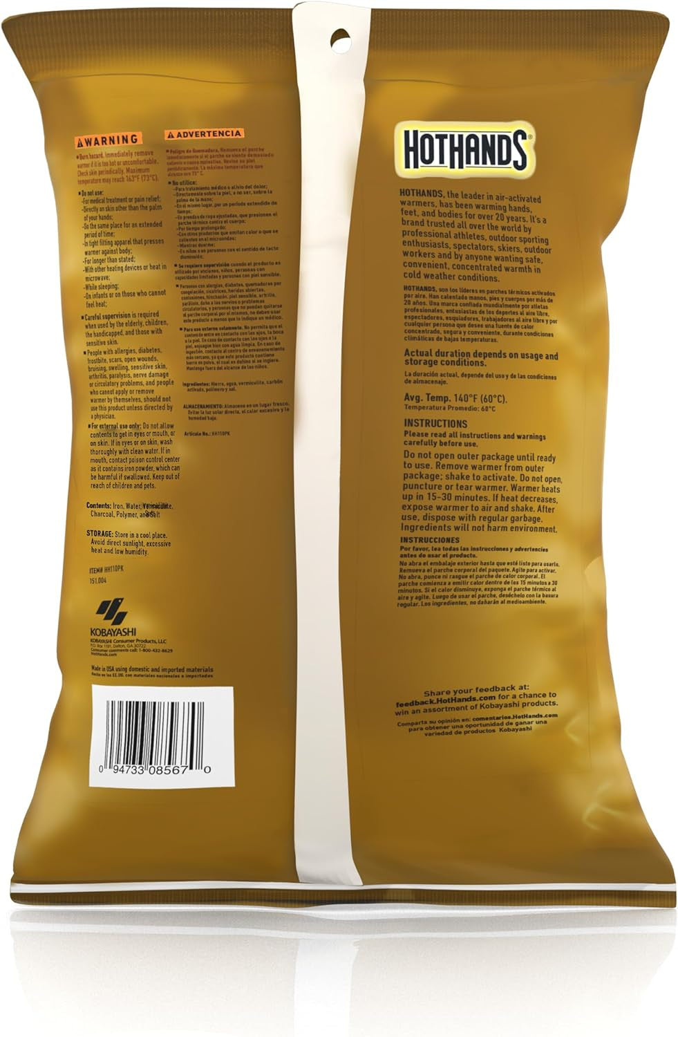 Super Warmers Body & Hand Heat Packs - Long Lasting Odorless Air Activated